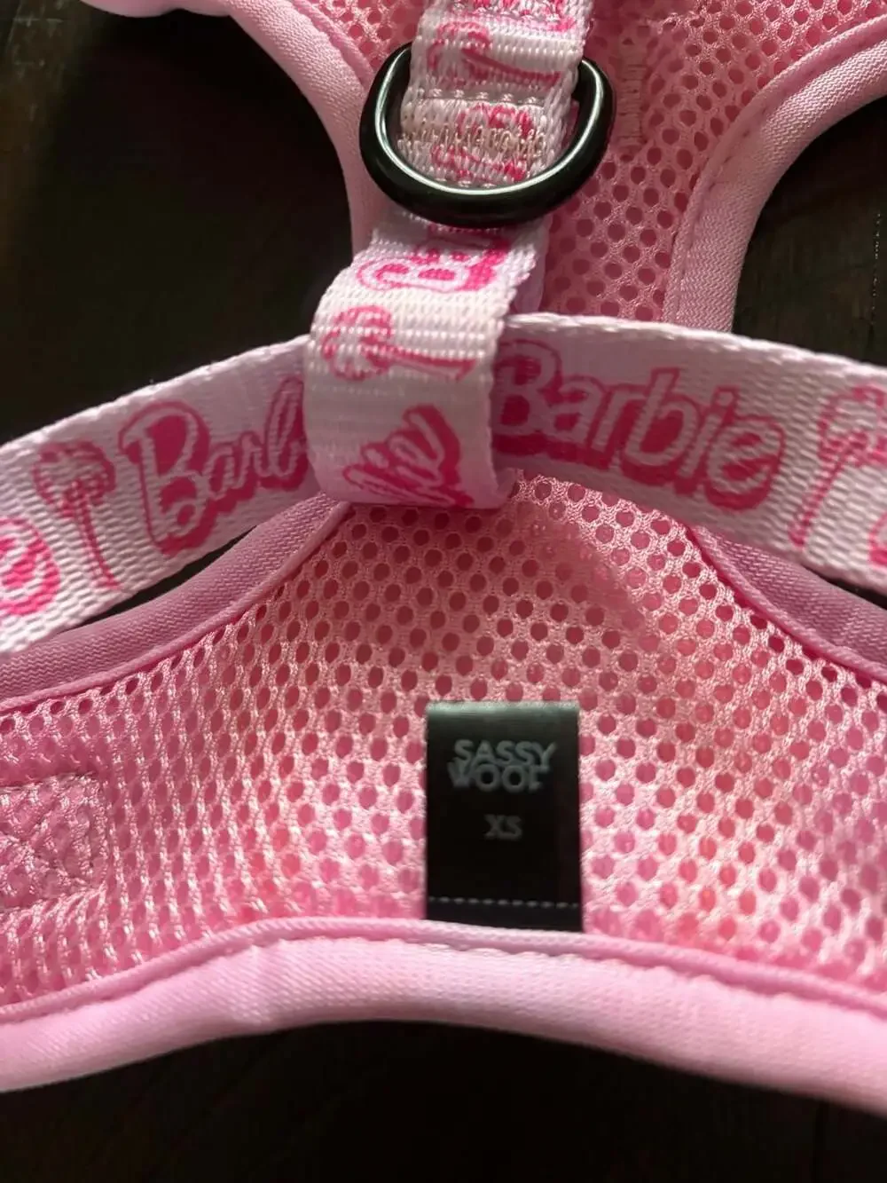Sassy Woof Barbie Malibu Pink Print Adjustable Mesh Dog Harness Size XS
